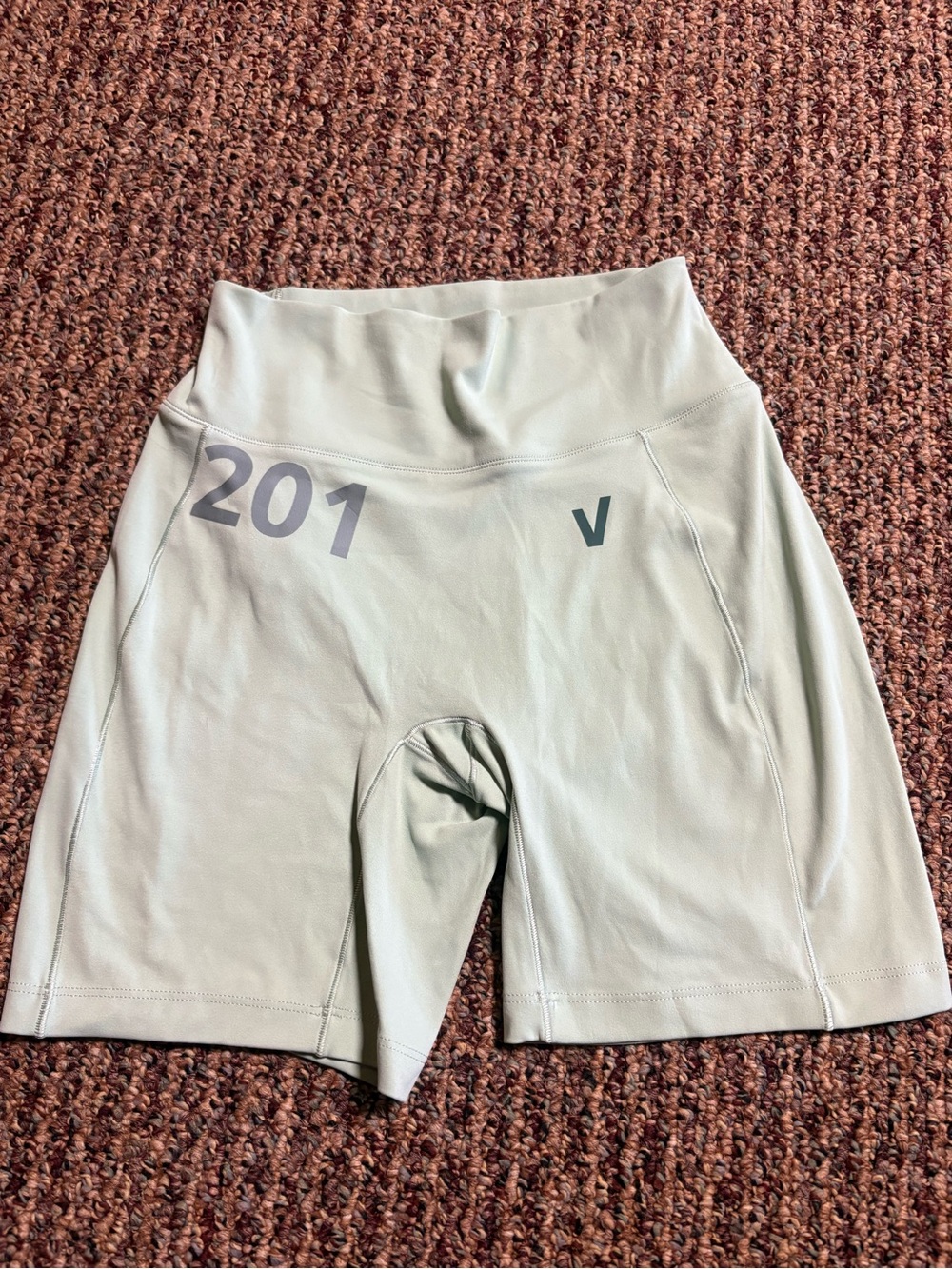High-Rise Sage Bike Shorts with Subtle Logo